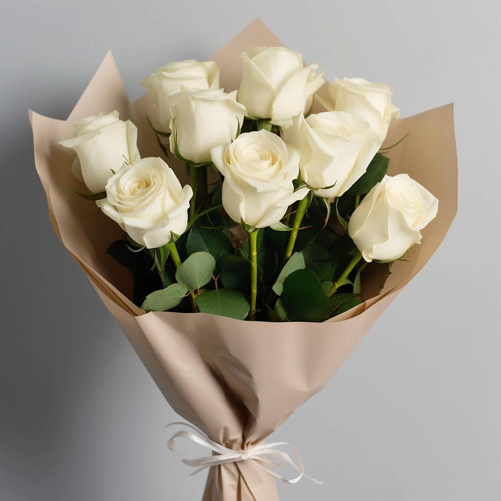 Букет 9 Белых роз Эдлесс Лав в Ленинском