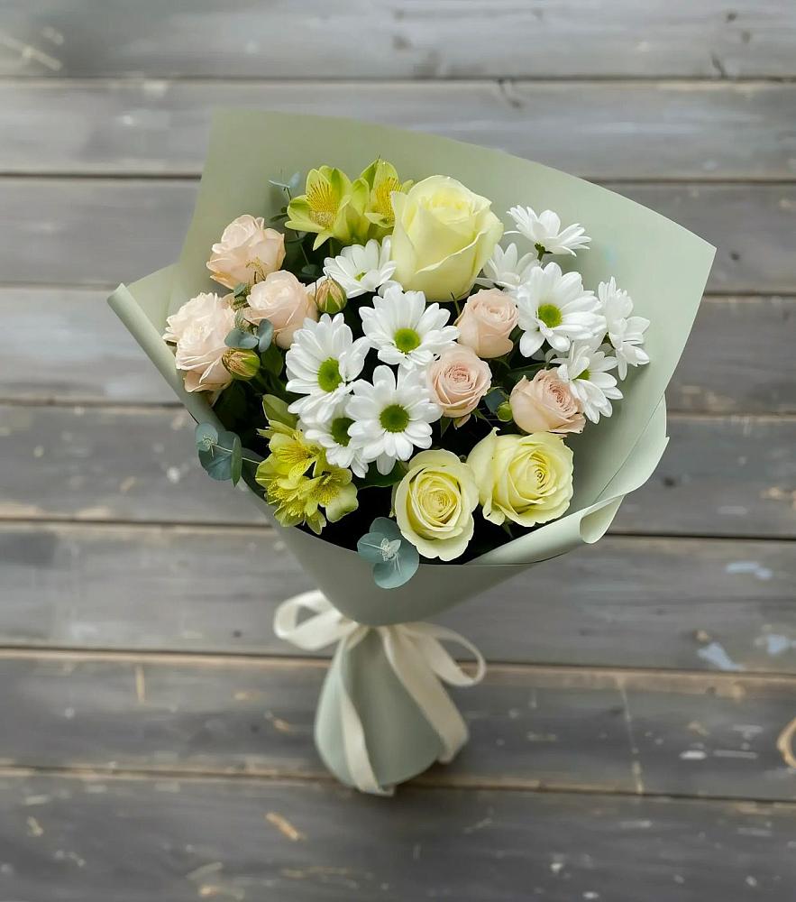 Букет цветов из: Альстромерии, Розы и Хризантемы в Ленинском