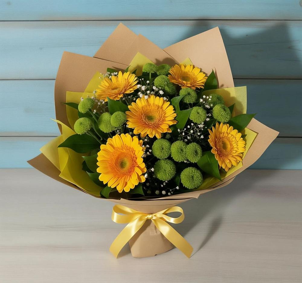 Букет цветов из: Герберы и Хризантемы в Ленинском