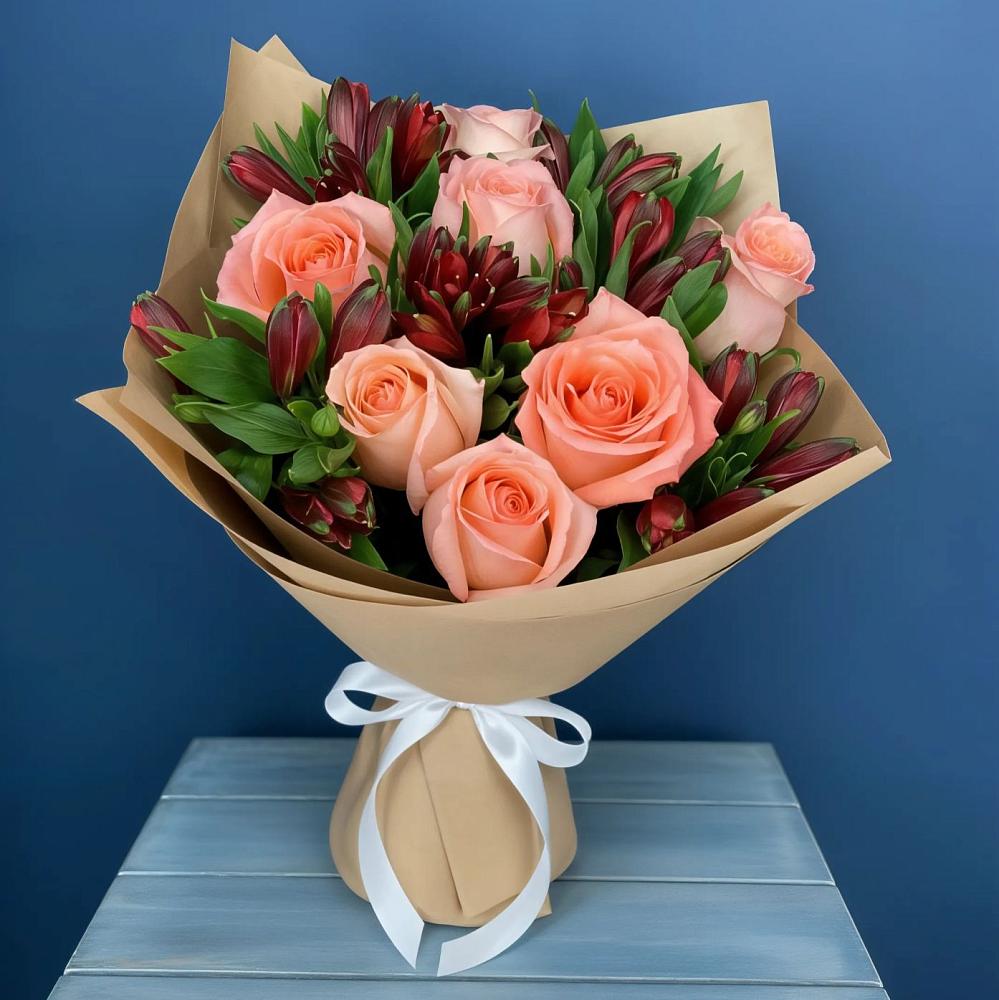 Букет цветов из: Розы и Альстромерии в Ленинском