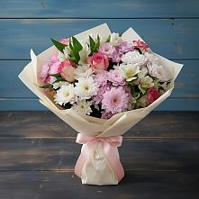 Букет цветов из:  Хризантемы, Альстромерии и Розы #REPLACE_PRED# Ленинском