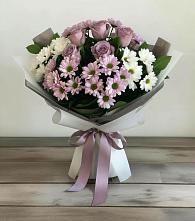 Букет цветов из:  Хризантемы и Розы в Ленинском