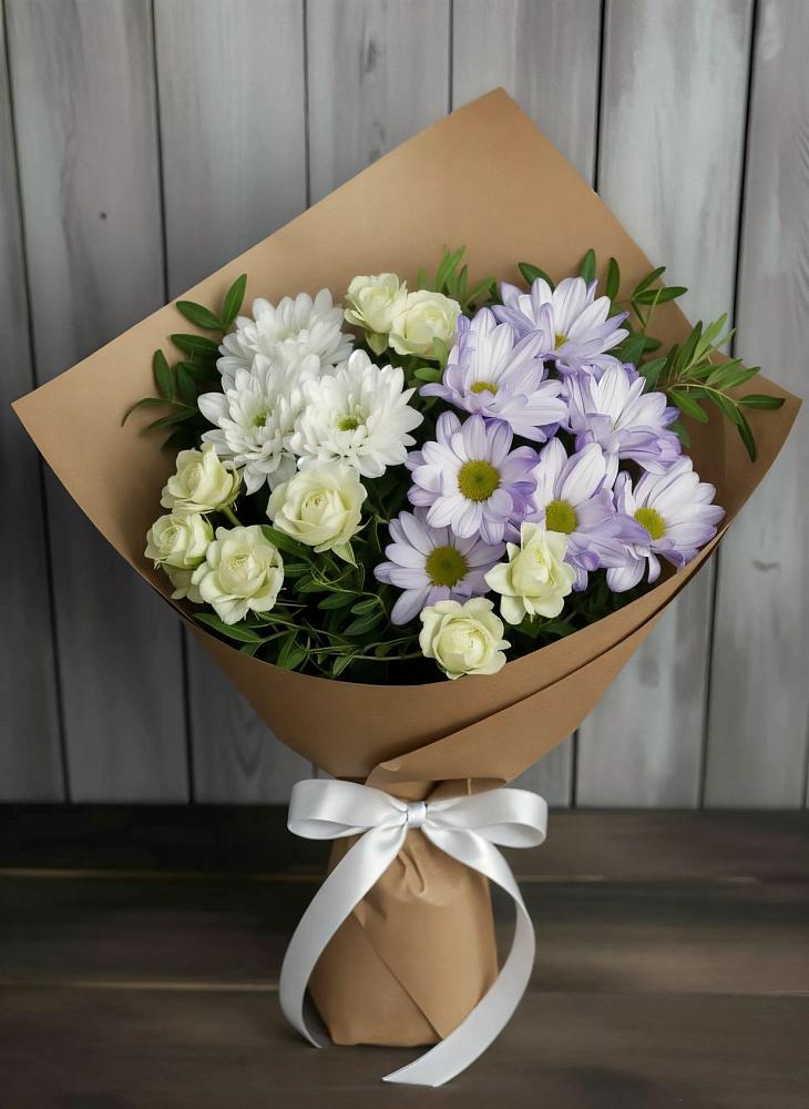 Букет цветов из: Хризантемы и Розы в Ленинском